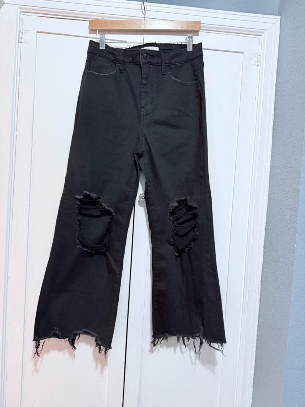 Zenana Outfitters Black Distressed Wide-Leg Jeans